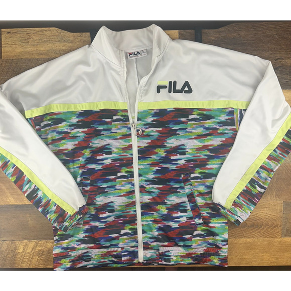 Fila Mens Size XXL Colorful Track Full Zip Jacket‎ White - Picture 1 of 9